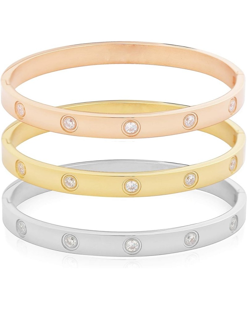 Stainless Steel Womens Hinged CZ Bangle Bracelets (Rose) Multi $12.41 Bracelets