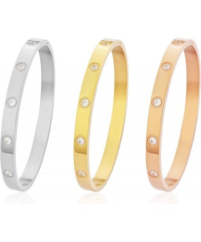 Stainless Steel Womens Hinged CZ Bangle Bracelets (Rose) Multi $12.41 Bracelets