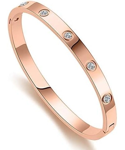 Stainless Steel Womens Hinged CZ Bangle Bracelets (Rose) Multi $12.41 Bracelets