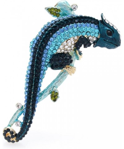 Exaggrate Rhinestone Chameleon Brooch Pin Women Lizard Brooches Big Winter Gift Blue $10.32 Brooches & Pins