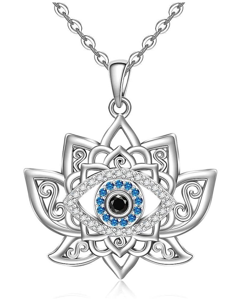 Evil Eye Necklace Protection Sterling Silver Blue Evil Eye Necklaces for Women Third Eye Nazar Amulet Greek Mal De Ojo Turkis...