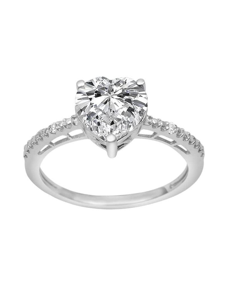 Side Accents 2.0 Ctw Heart Shaped Moissanite Diamond 925 Sterling Silver Solitaire Ring Women Jewelry $40.87 Rings