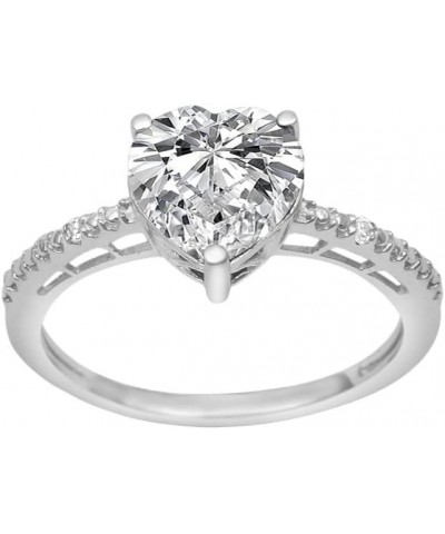 Side Accents 2.0 Ctw Heart Shaped Moissanite Diamond 925 Sterling Silver Solitaire Ring Women Jewelry $40.87 Rings