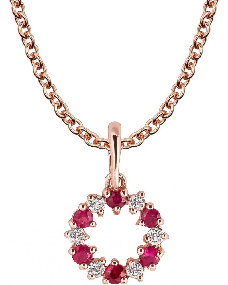 10k Rose Gold Genuine Ruby and White Topaz Petite Circle Pendant Necklace $53.65 Necklaces