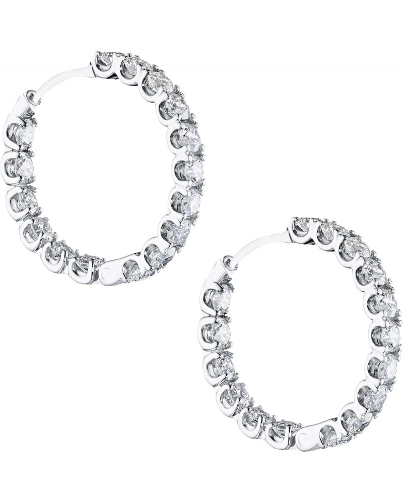 14K Gold Plated White Cubic Zirconia Inside Out Round Hoop Earrings for Women & Girls Comes with a Gift Box $13.10 Earrings