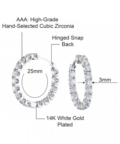 14K Gold Plated White Cubic Zirconia Inside Out Round Hoop Earrings for Women & Girls Comes with a Gift Box $13.10 Earrings