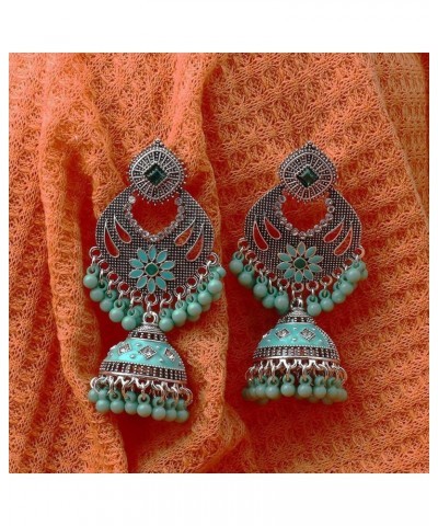 Indian Jhumka Earrings for Women Rhinestone Bell Pendant Earrings Ball Tassel Earrings Vintage Chandelier Earrings Boho Dangl...