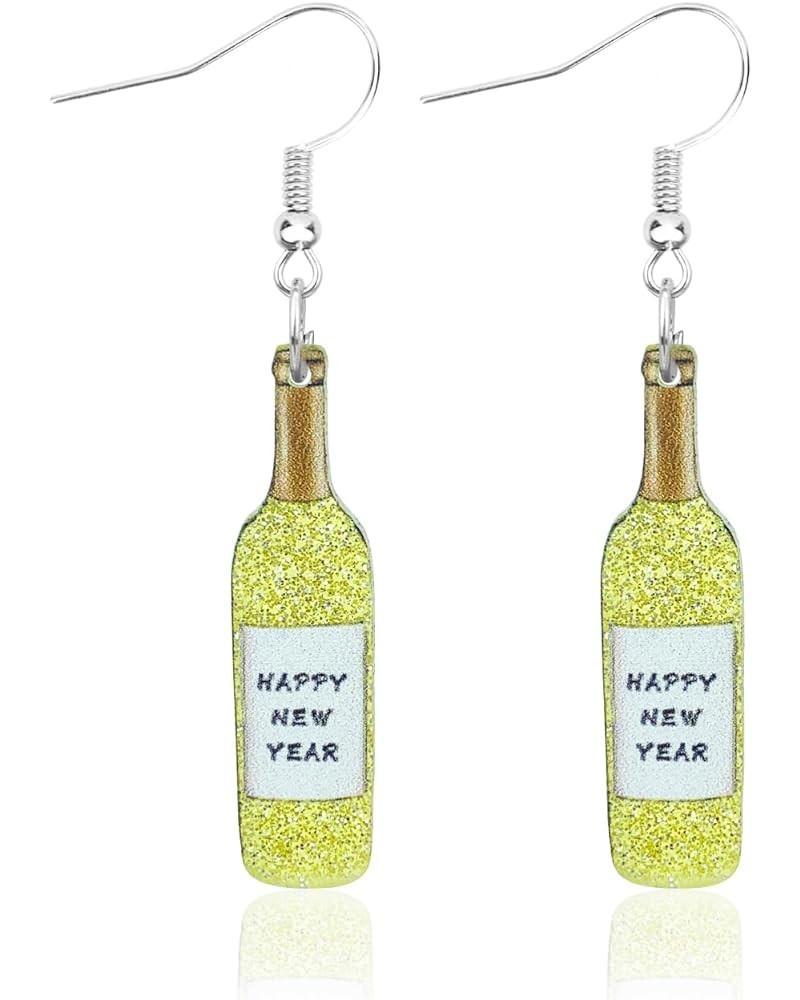 Happy New Year Earring for Women Glitter Christmas Dangle Earrings Sparkly Holiday New Year's Eve Earrings Festive Party Jewe...