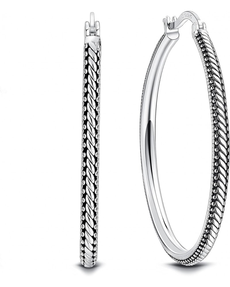 40MM Hoop Earrings 925 Sterling Silver Big Hoop Earrings Minimalist Vintage Large Huggie Earrings For Women $29.14 Earrings