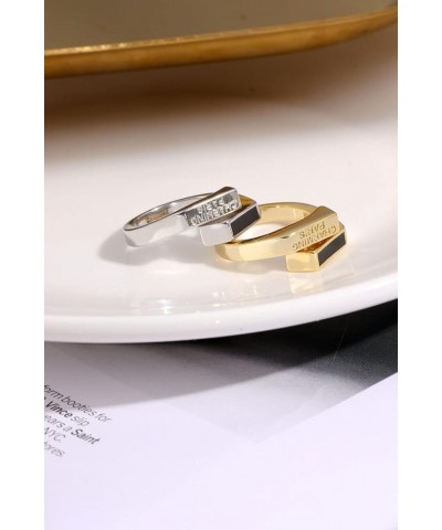 Handmade Gold Rings for Women 18K Gold Rings Adjustable Open Ring Band Statement Jewelry Size 7-9 silver 006 $8.84 Rings