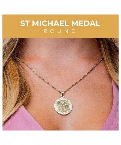 St Michael Necklace Catholic Saint Michael Pendant Round Pendants for Women & Men Crafted in 14K Yellow or White Gold & Sterl...