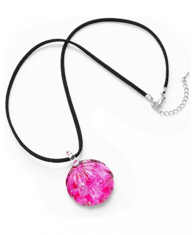 Hand Blown Glass Ocean Pink Sea Shell Shaped Pendant Necklace, 18 inches $11.25 Necklaces