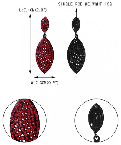 Women's Bridal Wedding Jewelry Crystal 2 Leaf Art Deco Drop Dangle Pierced Earrings Red Black-Tone $12.75 Earrings