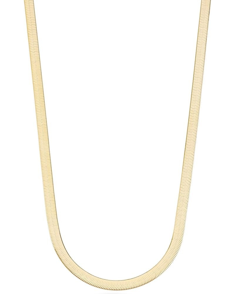 Solid 18K Gold Over 925 Sterling Silver Italian 4.5mm Flexible Flat Herringbone Chain Necklace for Women, Made in Italy Lengt...