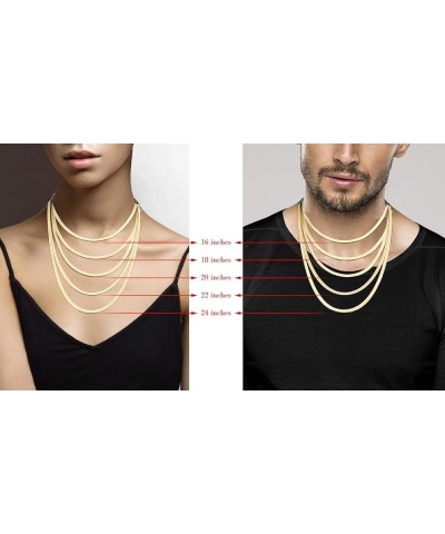 Solid 18K Gold Over 925 Sterling Silver Italian 4.5mm Flexible Flat Herringbone Chain Necklace for Women, Made in Italy Lengt...