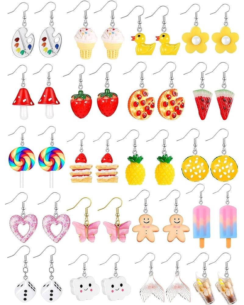 20 Pairs Cute Weird Earrings Funny Dangle Drop Earrings for Women Girls Teen Girls Include Gummy Candy Bear Milk Goldfish Car...