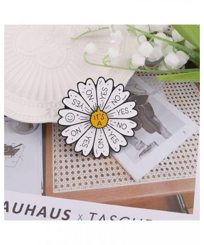 Daisy Wheel Brooch Pin for Women Girls Unisex Fashion White Enamel Rotatable Yes or No Choice Statement Brooches Lapel Pins C...