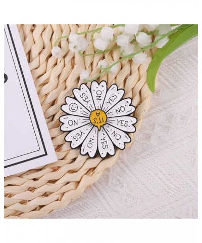 Daisy Wheel Brooch Pin for Women Girls Unisex Fashion White Enamel Rotatable Yes or No Choice Statement Brooches Lapel Pins C...