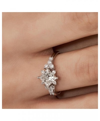 Unique Engagement Rings for Women Princess Cut 1-1/3 Carat(ctw) Moissanite Engagement Ring Platinum Plated Silver 10K 14K 18K...