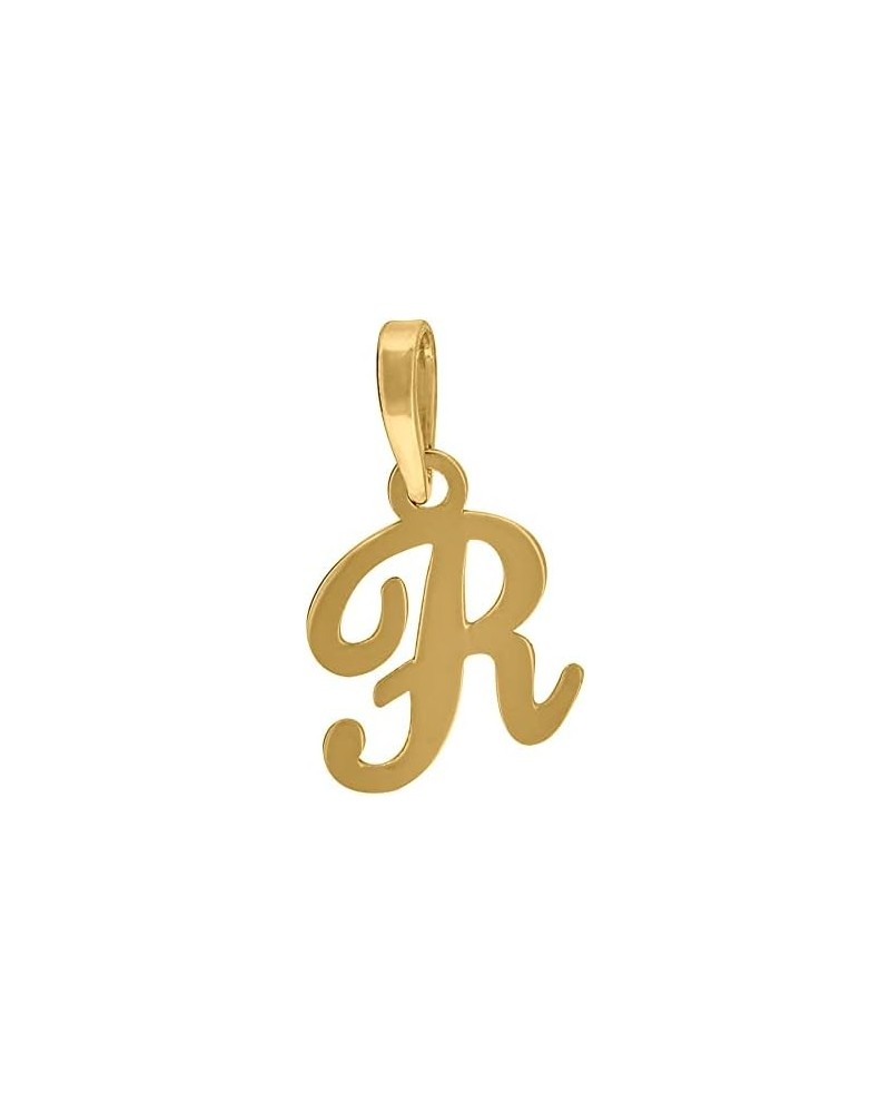 925 Sterling Silver Yellow tone Unisex Cursive Letter Name Personalized Monogram Initial Alphabet R Charm Pendant Necklace Je...