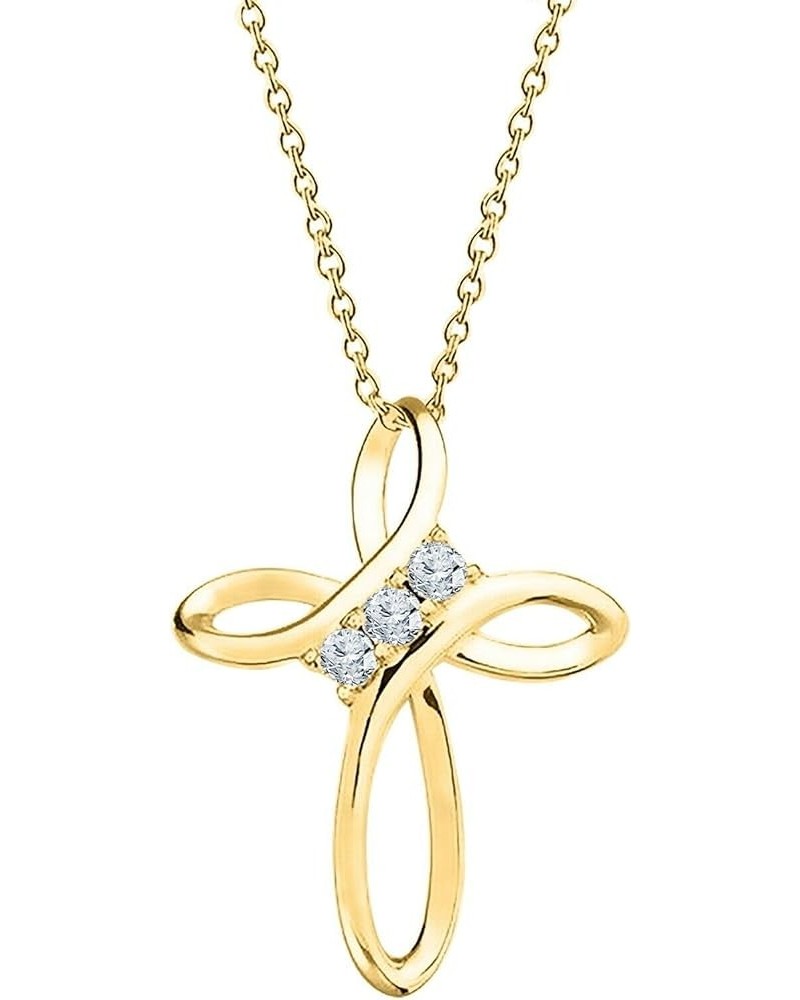 0.35CT Round Cut D/VVS1 Lab-Created Moissanite 3-Stone Infinity Cross Pendant Necklace 14K White Gold Plated Sterling Silver ...