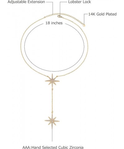 14K Gold Plated Cubic Zirconia Round Cut Starburst 18 Inches Pendant Chain Necklace For Women & Girls Yellow Gold $13.91 Neck...