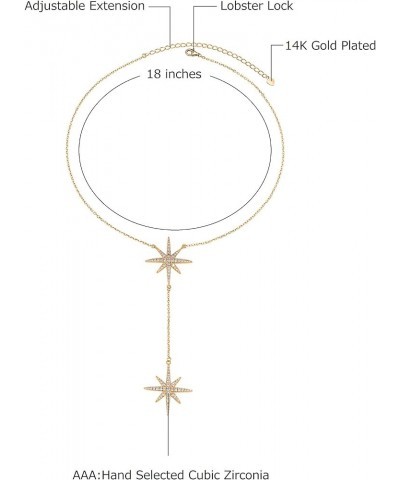 14K Gold Plated Cubic Zirconia Round Cut Starburst 18 Inches Pendant Chain Necklace For Women & Girls Yellow Gold $13.91 Neck...