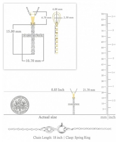 Round White Diamond Classic Divine Cross of Jesus Pendant with 18 inch Chain for Women (Color I-J, Clarity I1-I3) in Gold 18K...