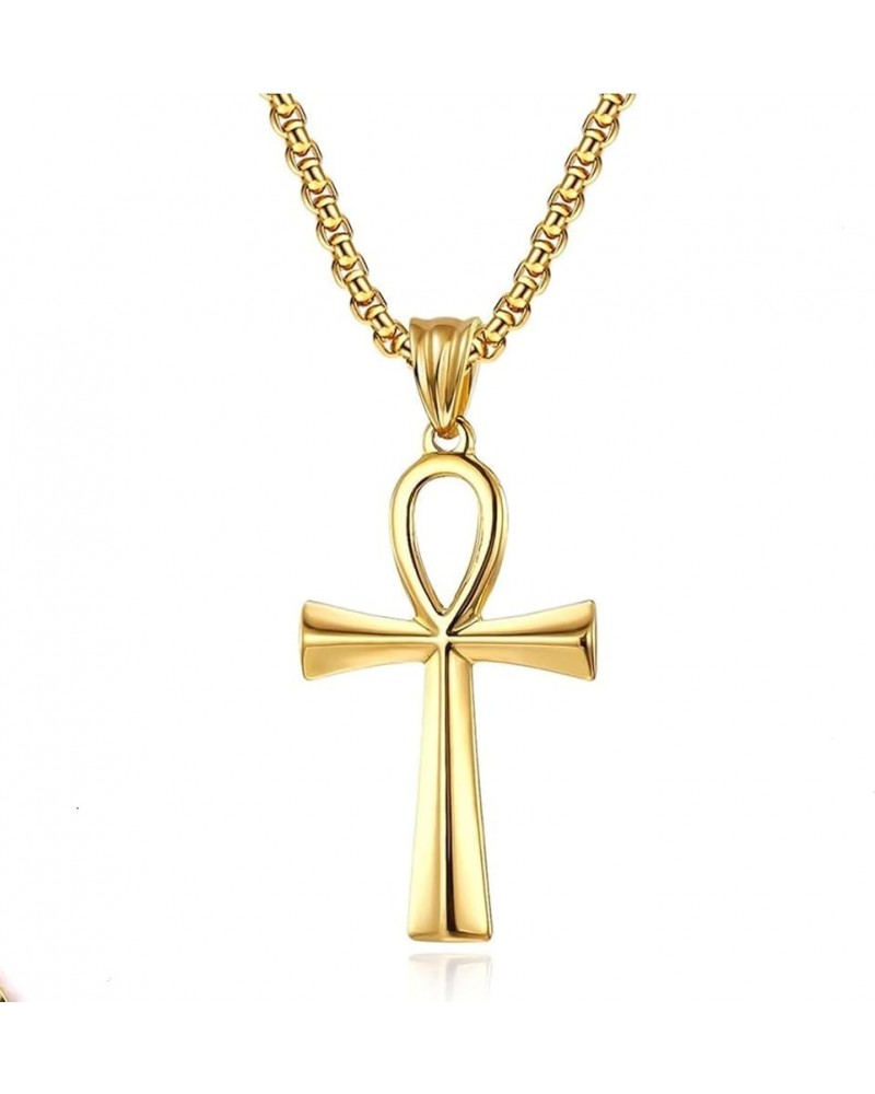 Stainless Steel Fashion Cross Pendant Necklace Egyptian Coptic Ankh / Gold $7.79 Necklaces