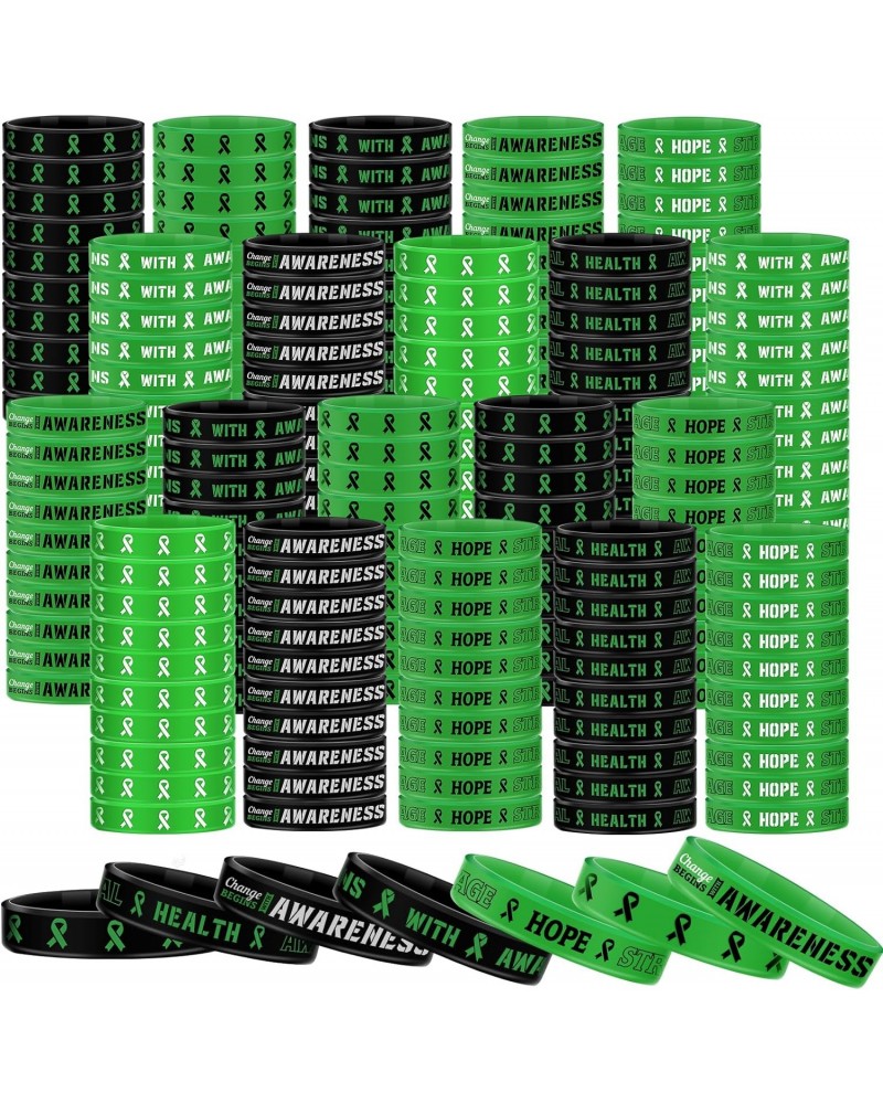 Mental Health Awareness Bracelet Faith Courage Hope Strength Silicone Wristband Green Awareness Bracelets $24.18 Bracelets