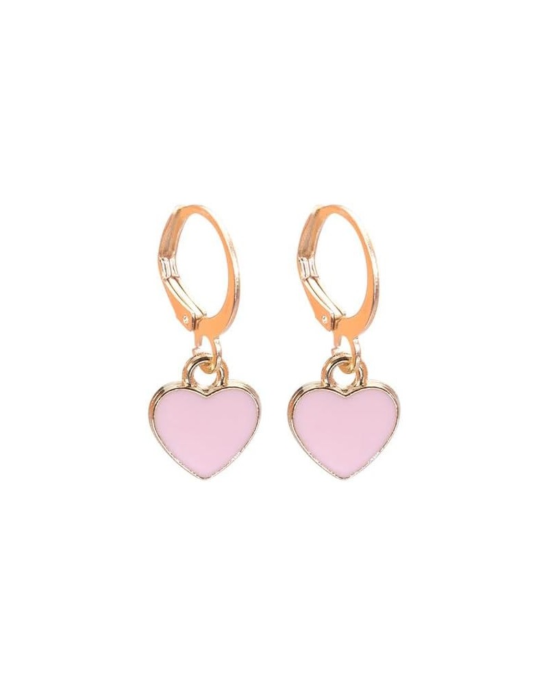 Lovely Double Love Heart Drop Dangle Earrings Pink Heart Stud Earrings for Women Girls Valentine's Day Jewelry Gift Pink C $5...