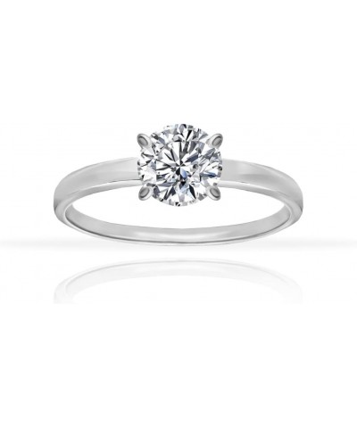 925 Sterling Silver 1.0-3.0 Carats Round Brilliant Cut Cubic Zirconia Solitaire Engagement Bridal Wedding Statement Band Ring...