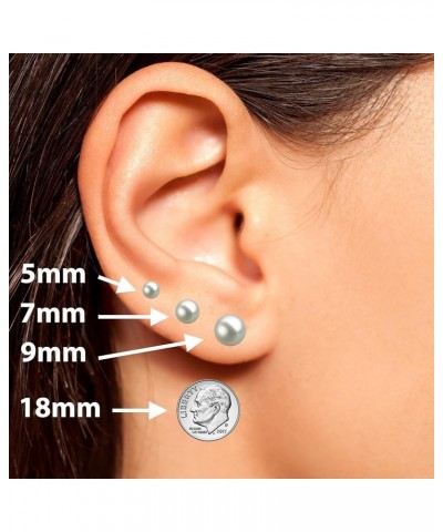 5-11mm White Freshwater Cultured Pearl Earrings Stud for Women 925 Sterling Silver Push Back or Screw Back Settings AA Qualit...