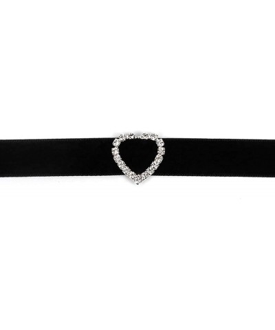 Black Choker Necklace Heart Circle With Crystal Chokers Collar Adjustable Necklaces Jewelry Accessory for Women and Girls Hea...