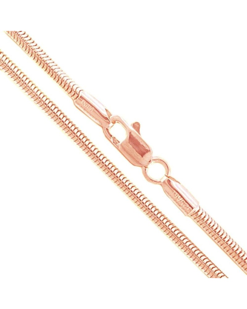 Sterling Silver Round Snake 1.9mm 2.2mm 2.4mm 3mm 4mm 5mm Chain Solid 925 Necklace 2.4mm (22k Rose Gold Plated) Length 28 Inc...