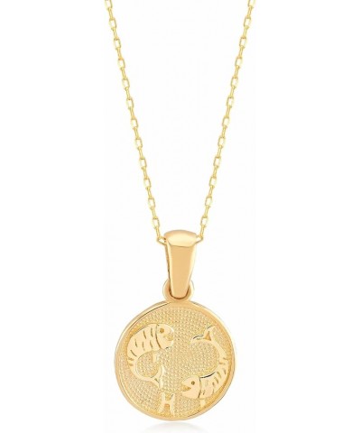 14K Gold Zodiac Coin Necklace | 14k Solid Gold Sold Astrology Sign Necklace | Horoscope Jewelry for Women, 18 Pisces $68.41 N...