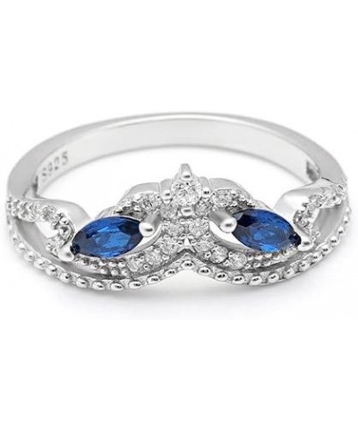 Ansley Sterling Silver Anniversary Wedding Band For Women Crown Style Ring Enhancer Marquise Blue and Clear Accents Cubic Zir...