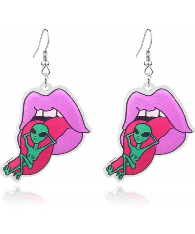 Fun Cute UFO Space Dangle Earrings Novelty Weird Acrylic Aliens Earrings for Women Girls alien-3 $7.40 Earrings