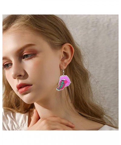 Fun Cute UFO Space Dangle Earrings Novelty Weird Acrylic Aliens Earrings for Women Girls alien-3 $7.40 Earrings