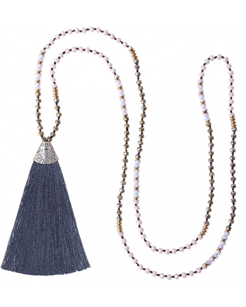 Tassel Necklace for Women Soft Cotton Tassel Golden Head 70781P $9.90 Necklaces