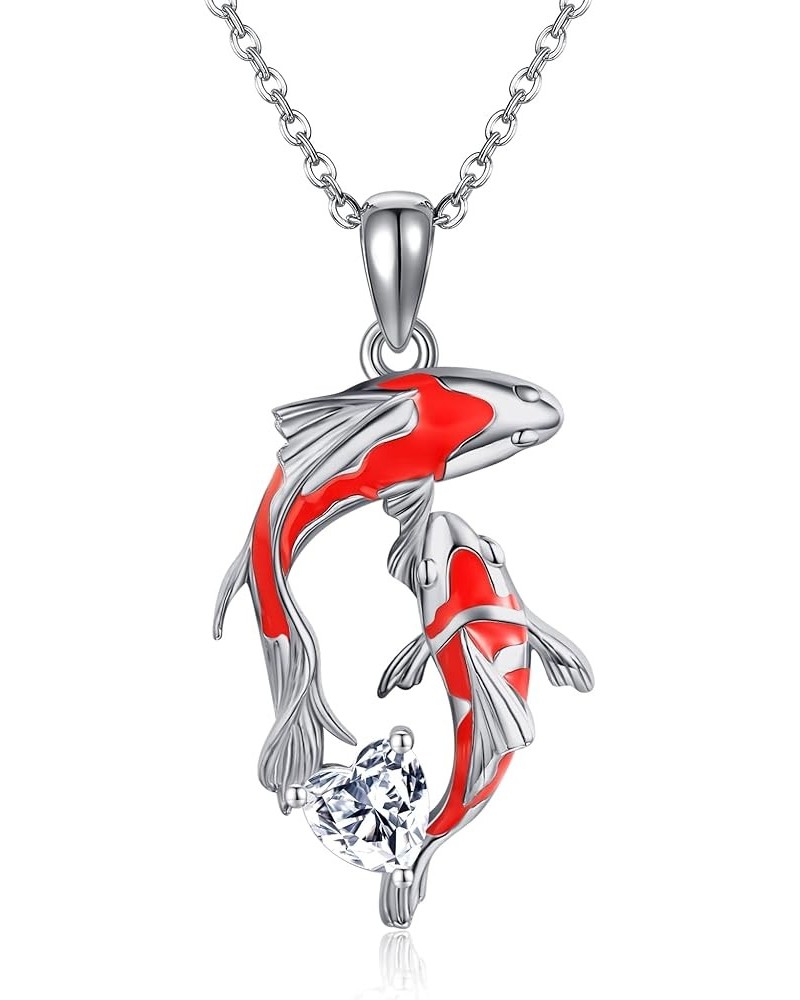 Dolphin Necklaces 925 Sterling Silver Crystal Dolphin Pendant Ocean Jewelry Mother's Day Gifts for Women Mom Wife Koi Fish $1...