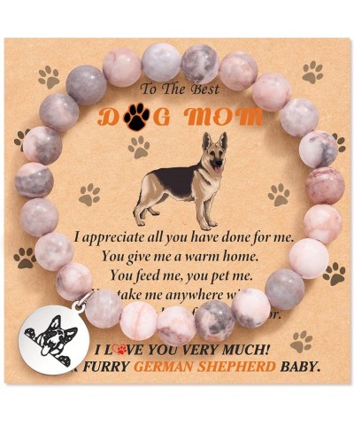 Dog Mom Gifts for Women, Dog Gifts for Dog Lovers with Gift Message Card, Natural Stone Dog Mom Charm Bracelets, Dog Lover Gi...