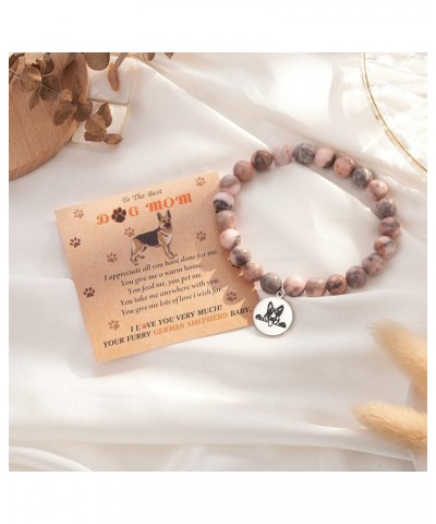 Dog Mom Gifts for Women, Dog Gifts for Dog Lovers with Gift Message Card, Natural Stone Dog Mom Charm Bracelets, Dog Lover Gi...