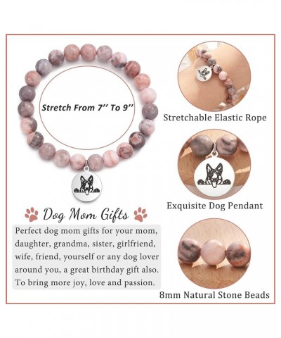 Dog Mom Gifts for Women, Dog Gifts for Dog Lovers with Gift Message Card, Natural Stone Dog Mom Charm Bracelets, Dog Lover Gi...