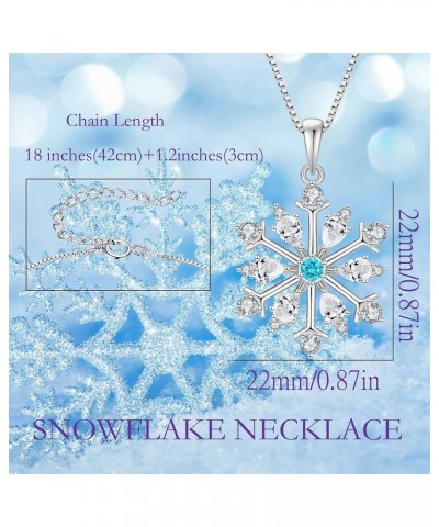 Snowflake Necklace 925 Sterling Silver Pendant Necklace with Cubic Zirconia Jewelry Winter Party Flower Snowflake Christmas N...