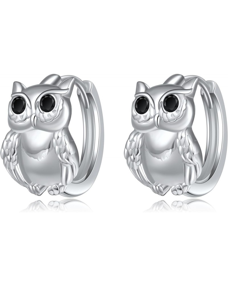 Owl Earrings For Women 925 Sterling Sliver Crystals Owl Earrings Hoop Cute Animal Owl Jewelry Birthday Gifts For Women Girls ...