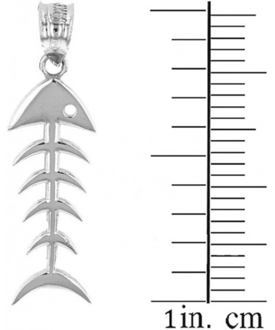 925 Sterling Silver Fishbone Fish Bones Skeleton Pendant Necklace 22 Inches $13.20 Necklaces