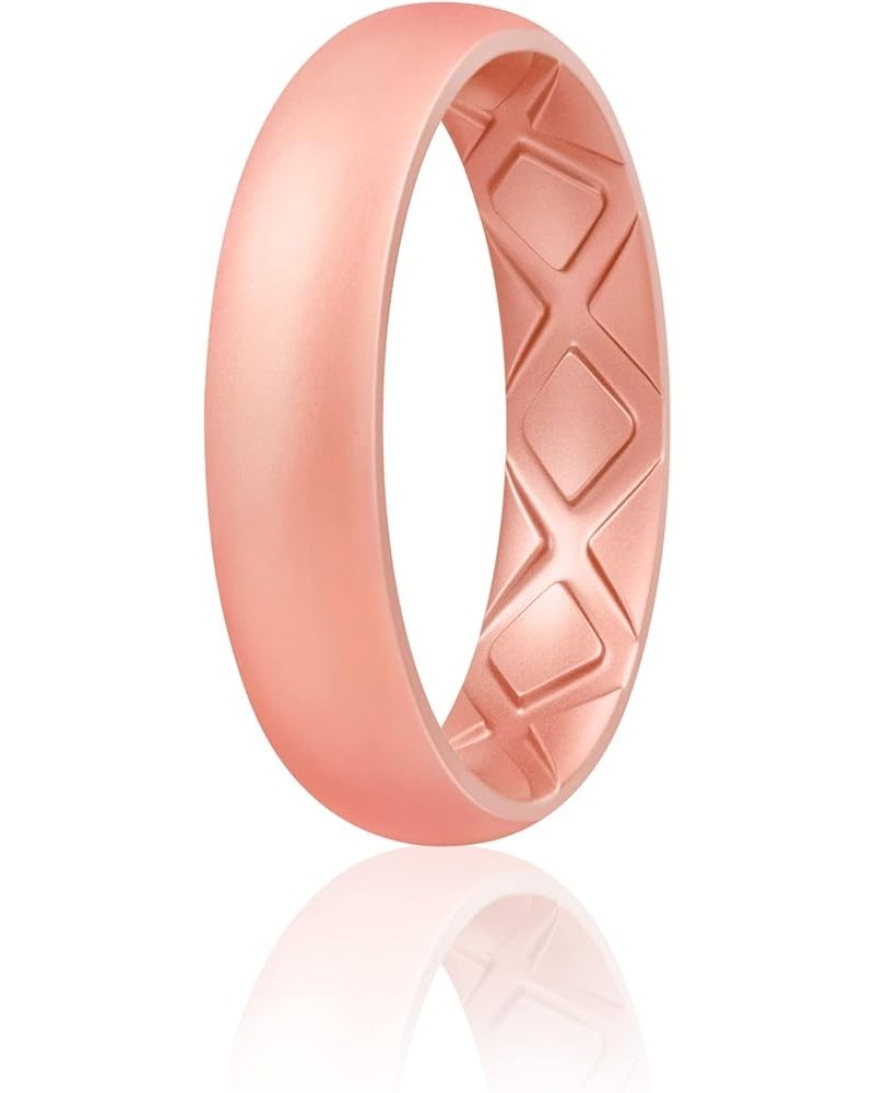 Women Silicone Wedding Ring Inner Arc Ergonomic Breathable Design Rubber Wedding Band 5.5mm Wide 2mm Thick Rubber Rings for W...