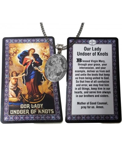 Ben Junot Catholic - 3 Pieces Set Our Lady Undoer Of Knots Stainless Steel Medal Necklace +20" Chain and Holy Prayer Card $13...