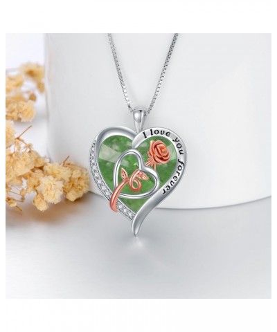 Love Heart Birthstone Necklaces for Women 925 Sterling Silver Infinity Heart Pendant that Say I Love You Always and Forever A...